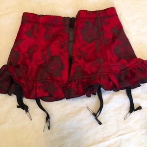 Red brocade cincher garter belt